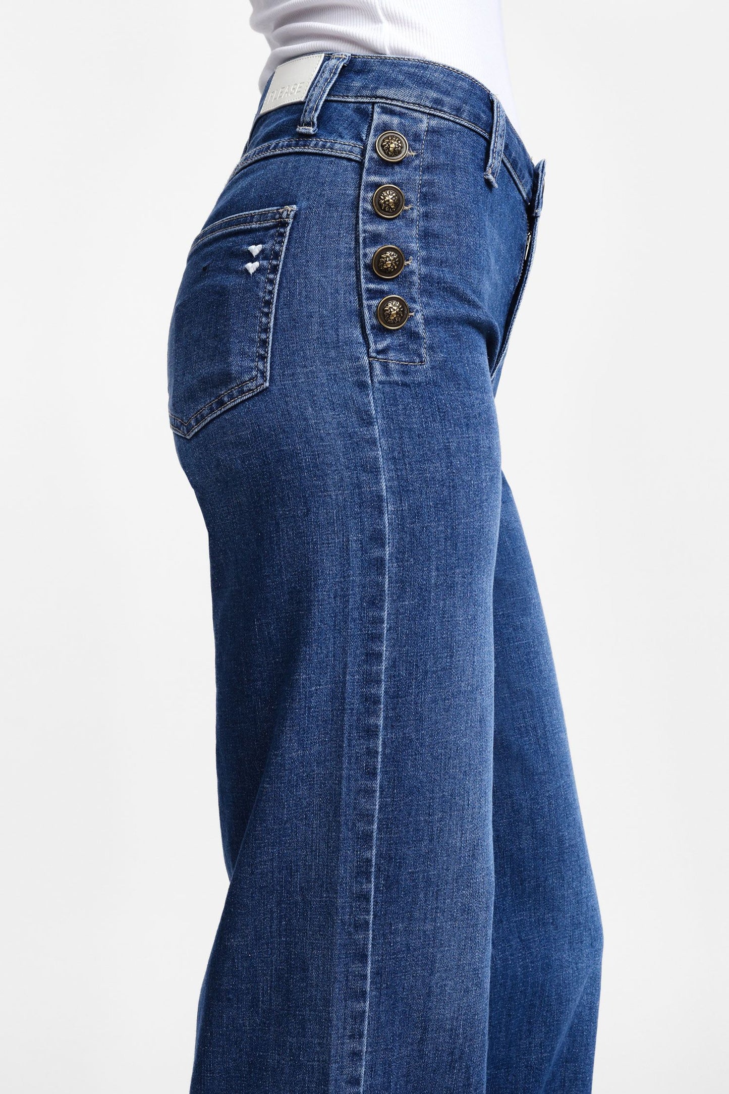 PLEASE - Jeans a zampa con bottoncini laterali
