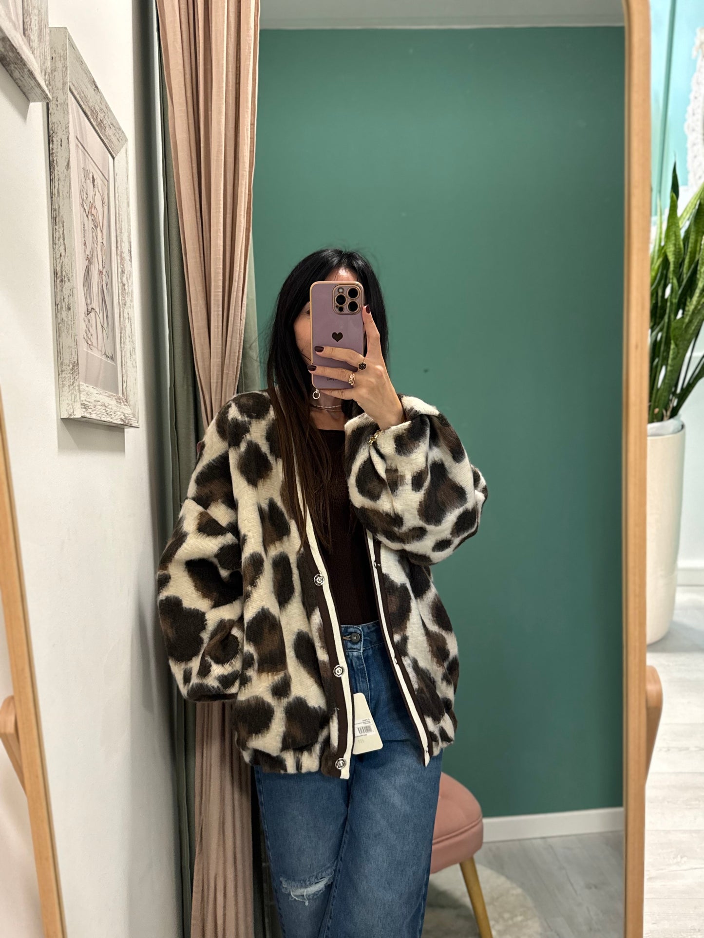 Susy mix - giacca bomberino animalier tg unica
