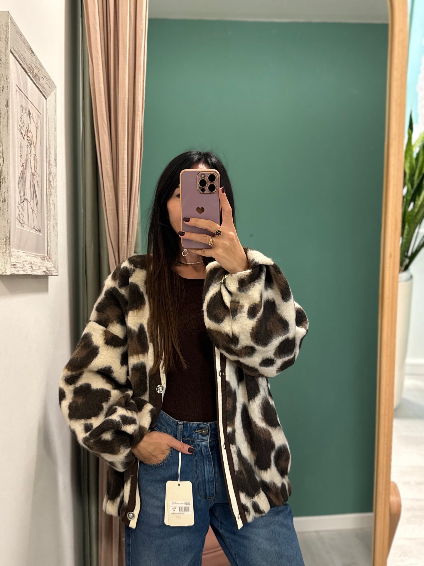 Susy mix - giacca bomberino animalier tg unica