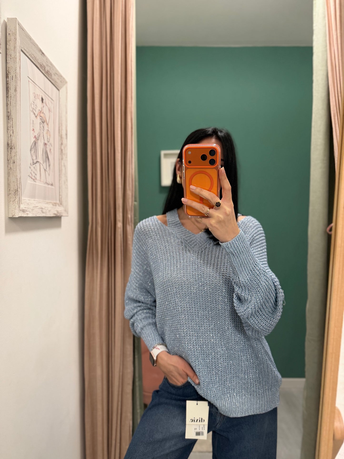 Susy mix - maglia scollo a v over in lurex