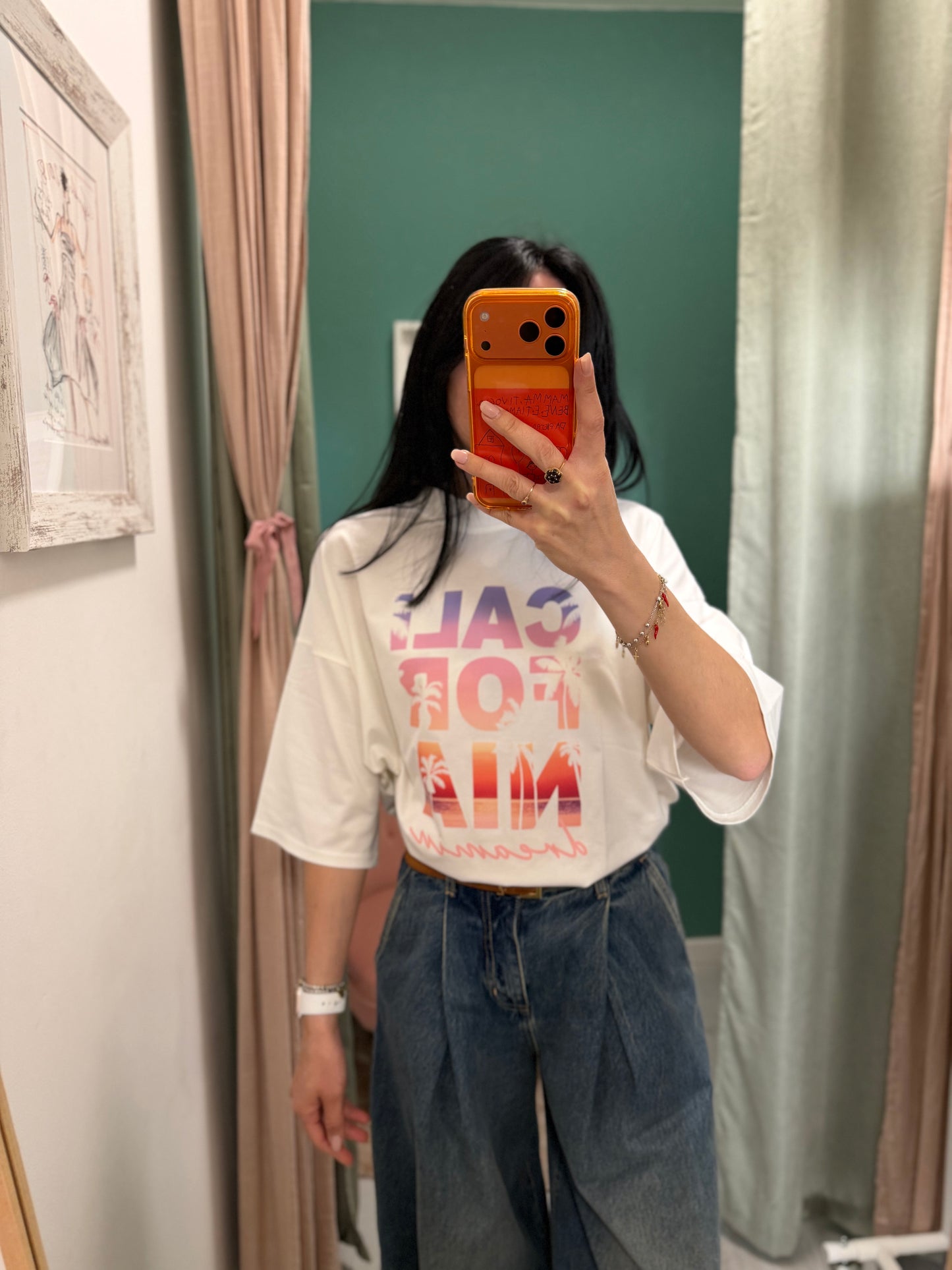 Susy mix - t shirt over tg unica con la scritta California