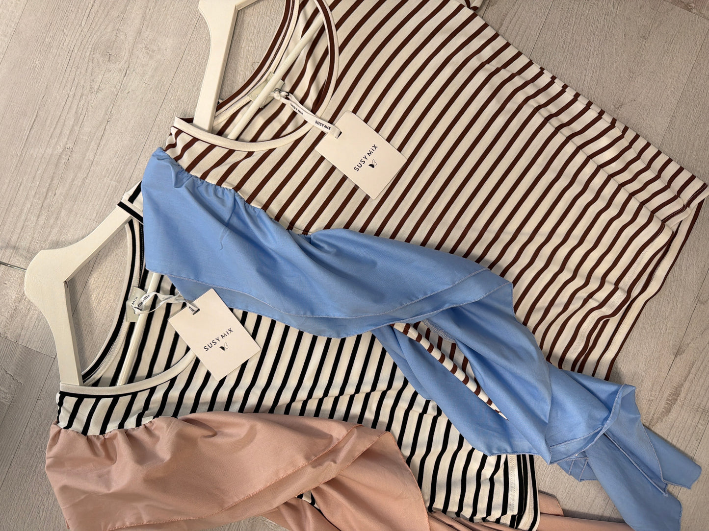 Susy mix - t shirt a righe con rouches laterale tg unica