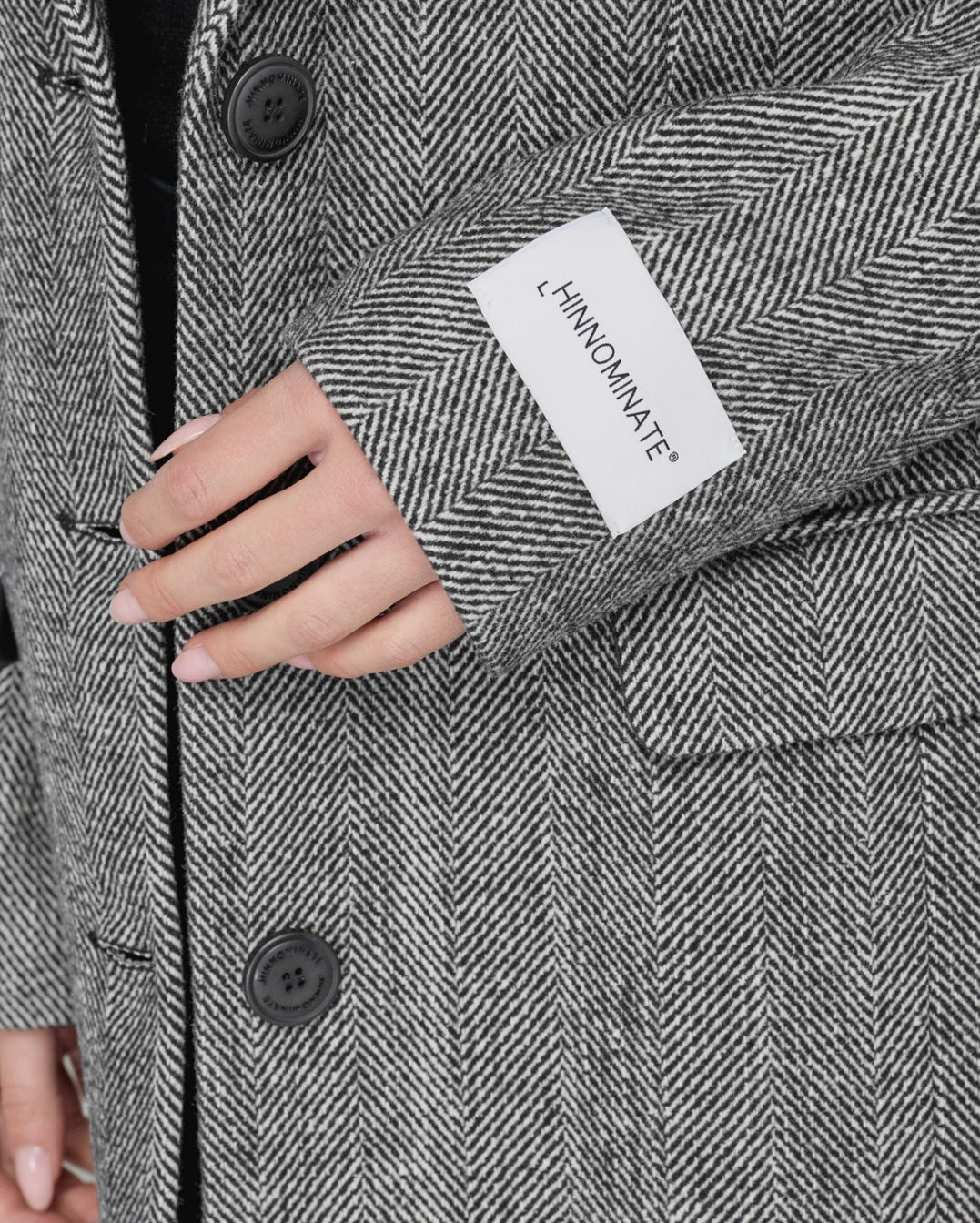 Hinnominate - cappotto lungo spigato monopetto