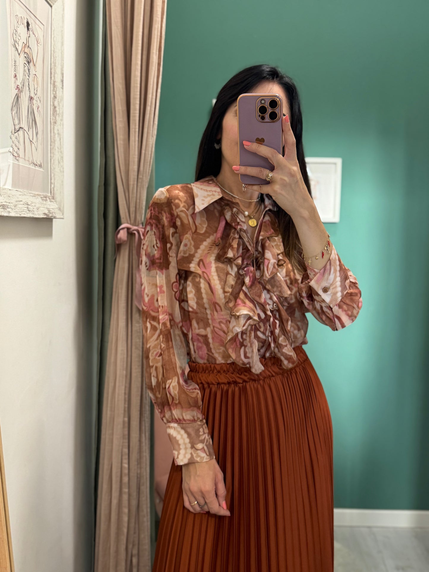 KONTATTO - Blusa in fantasia con rouches