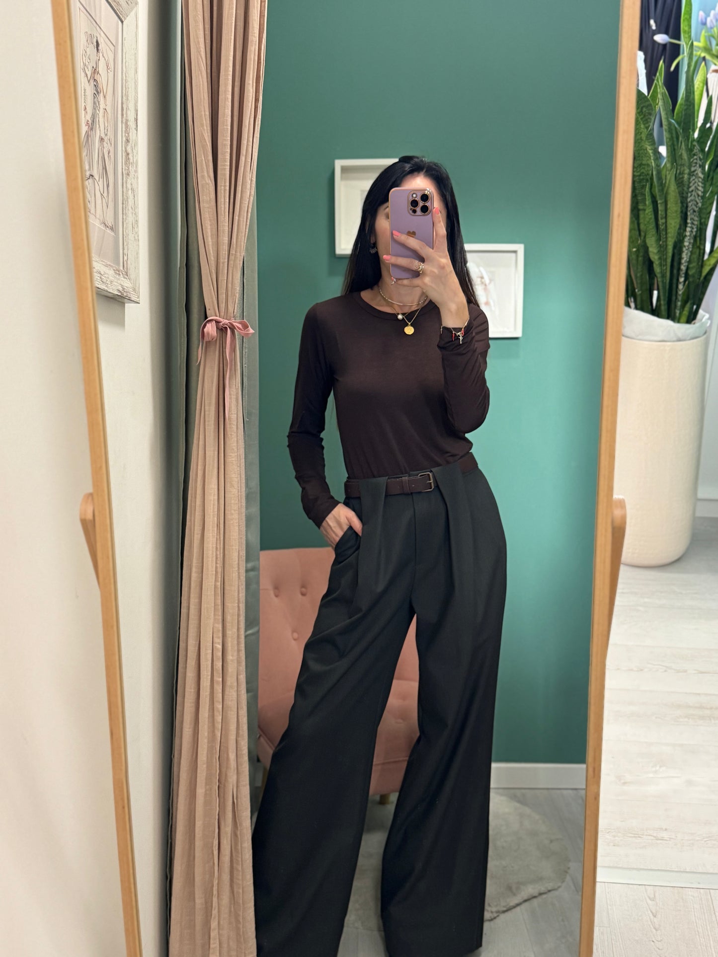 KONTATTO - Pantalone con pieghe e cintura