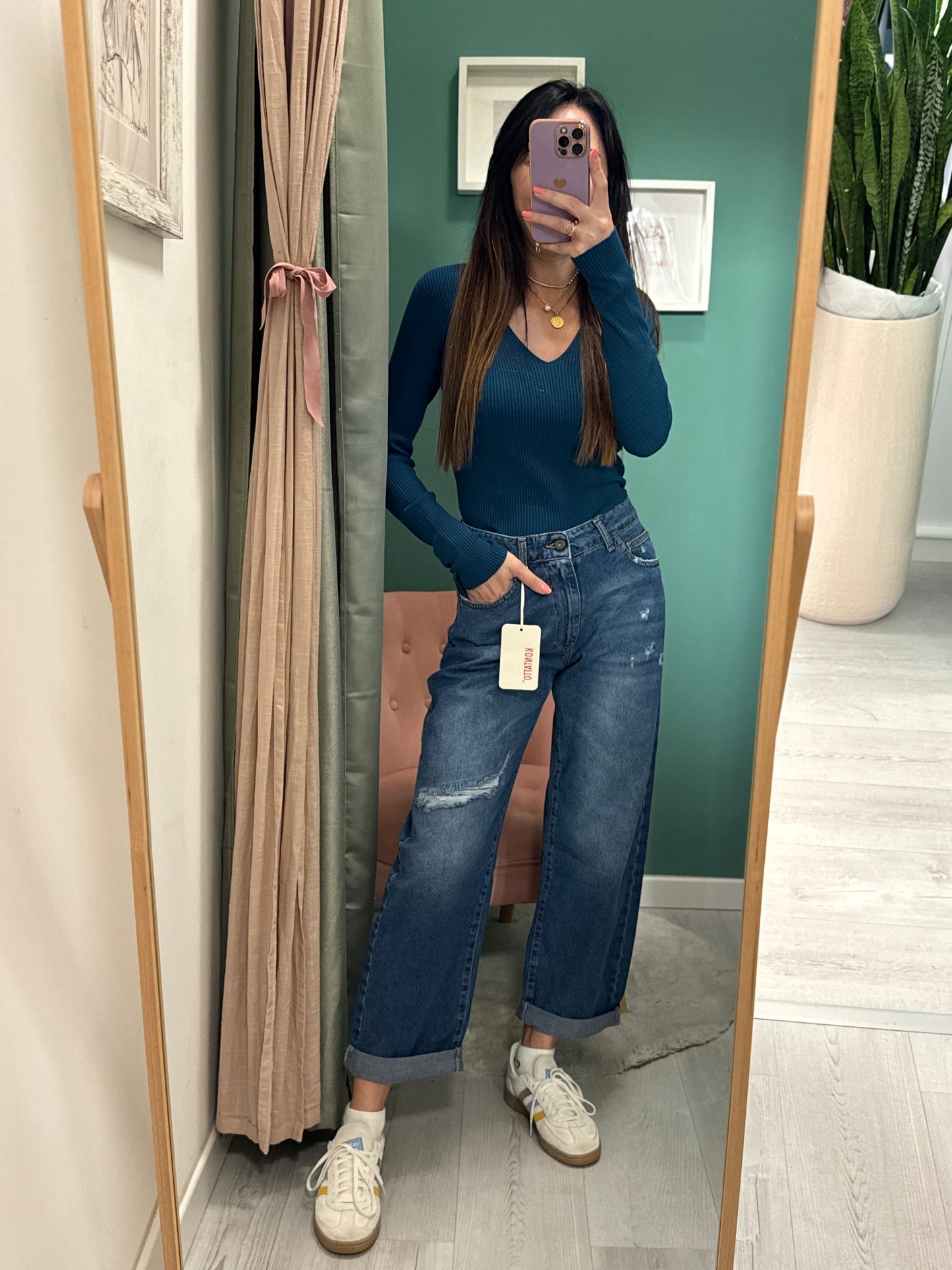 KONTATTO - Pantalone baggy con strappi