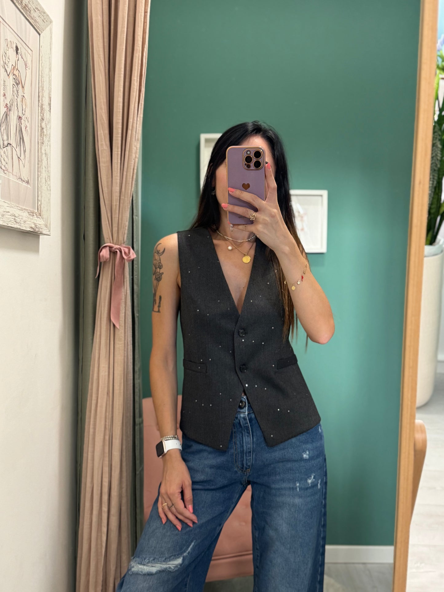 KONTATTO - Gilet gessato con paillettes