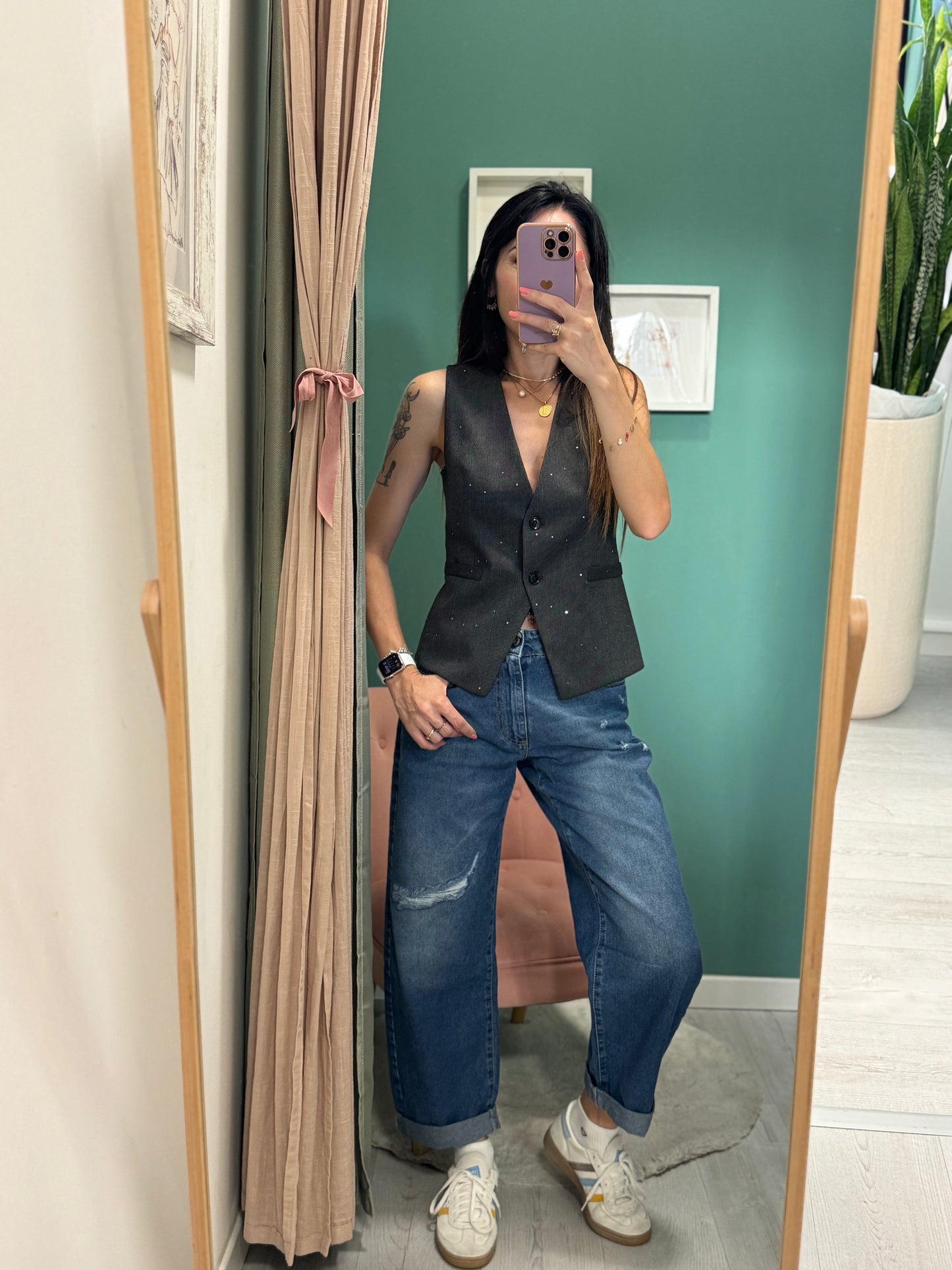 KONTATTO - Gilet gessato con paillettes