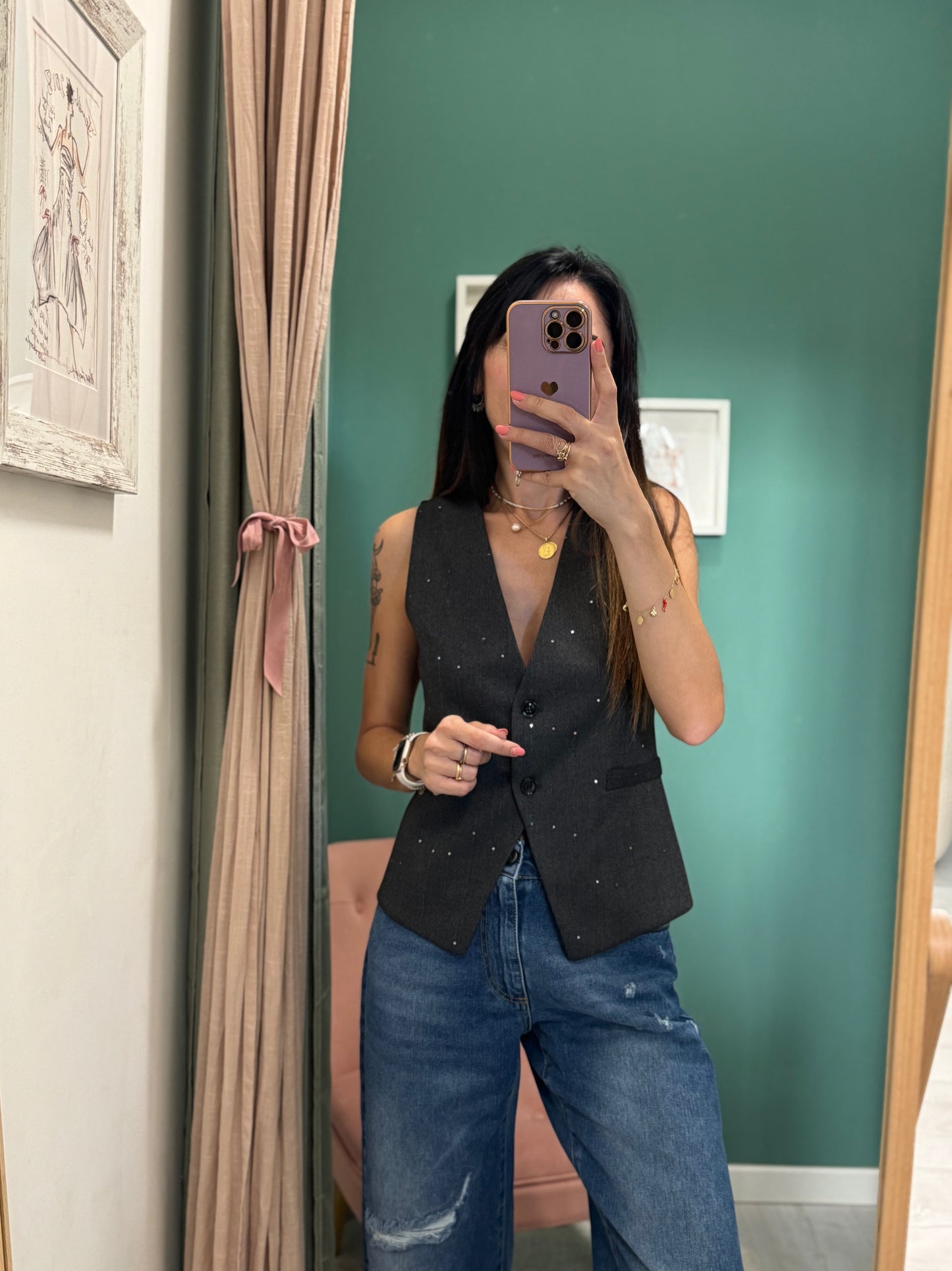 KONTATTO - Gilet gessato con paillettes