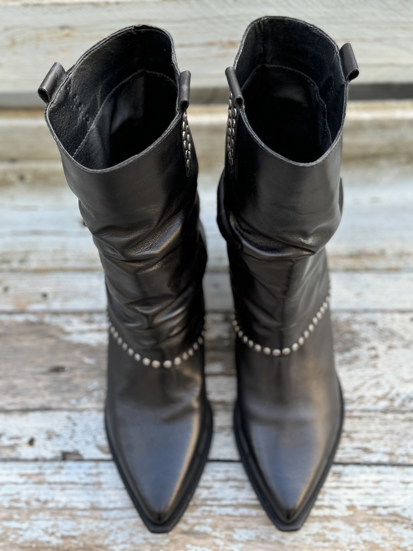 Divine Follie - Texano in pelle con borchie