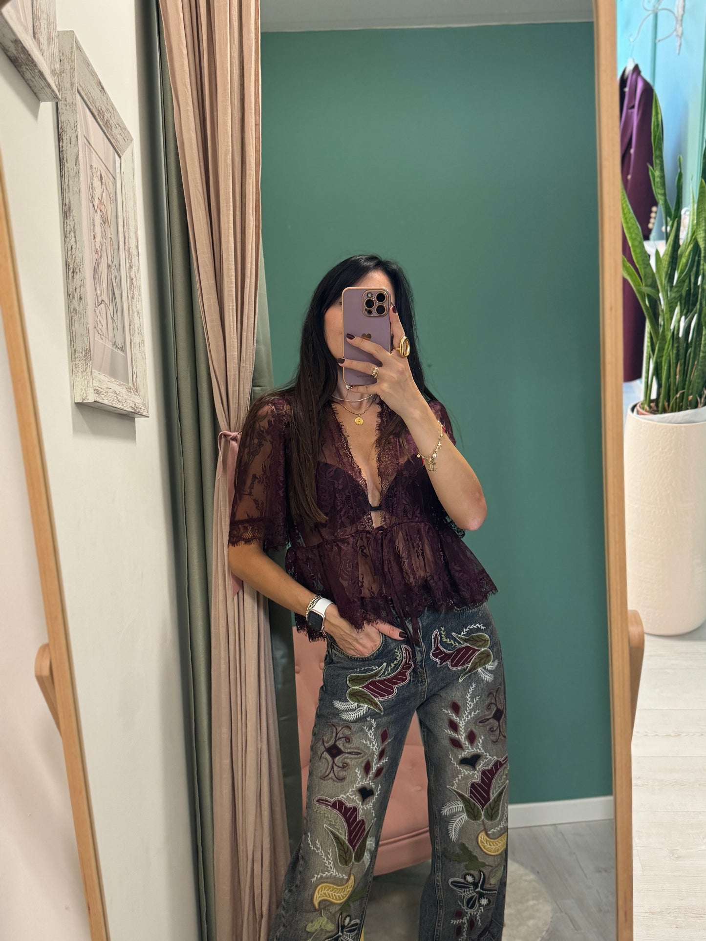 KONTATTO - Blusa mezza manica in pizzo