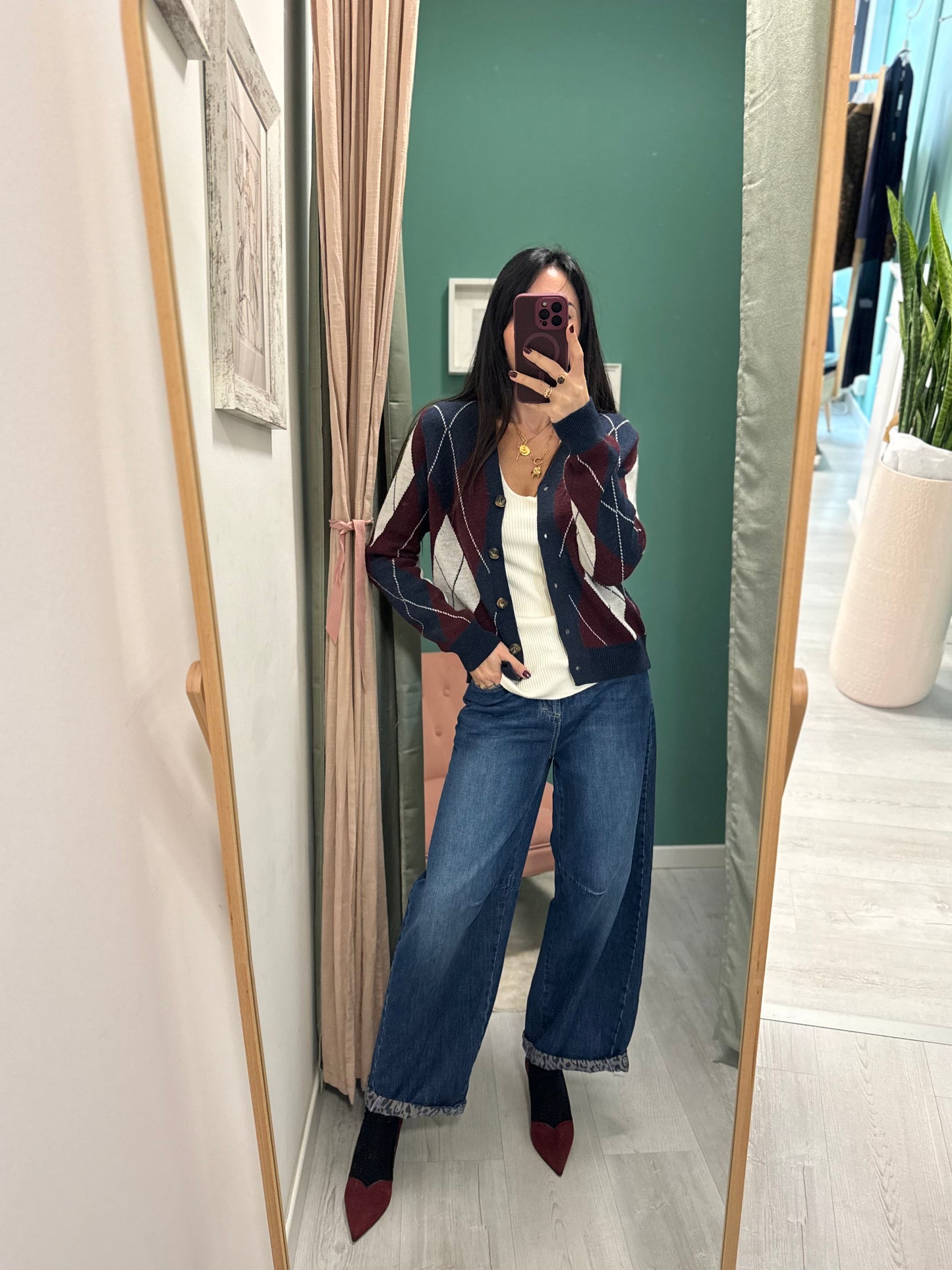 PLEASE - Cardigan a rombi con bottoncini