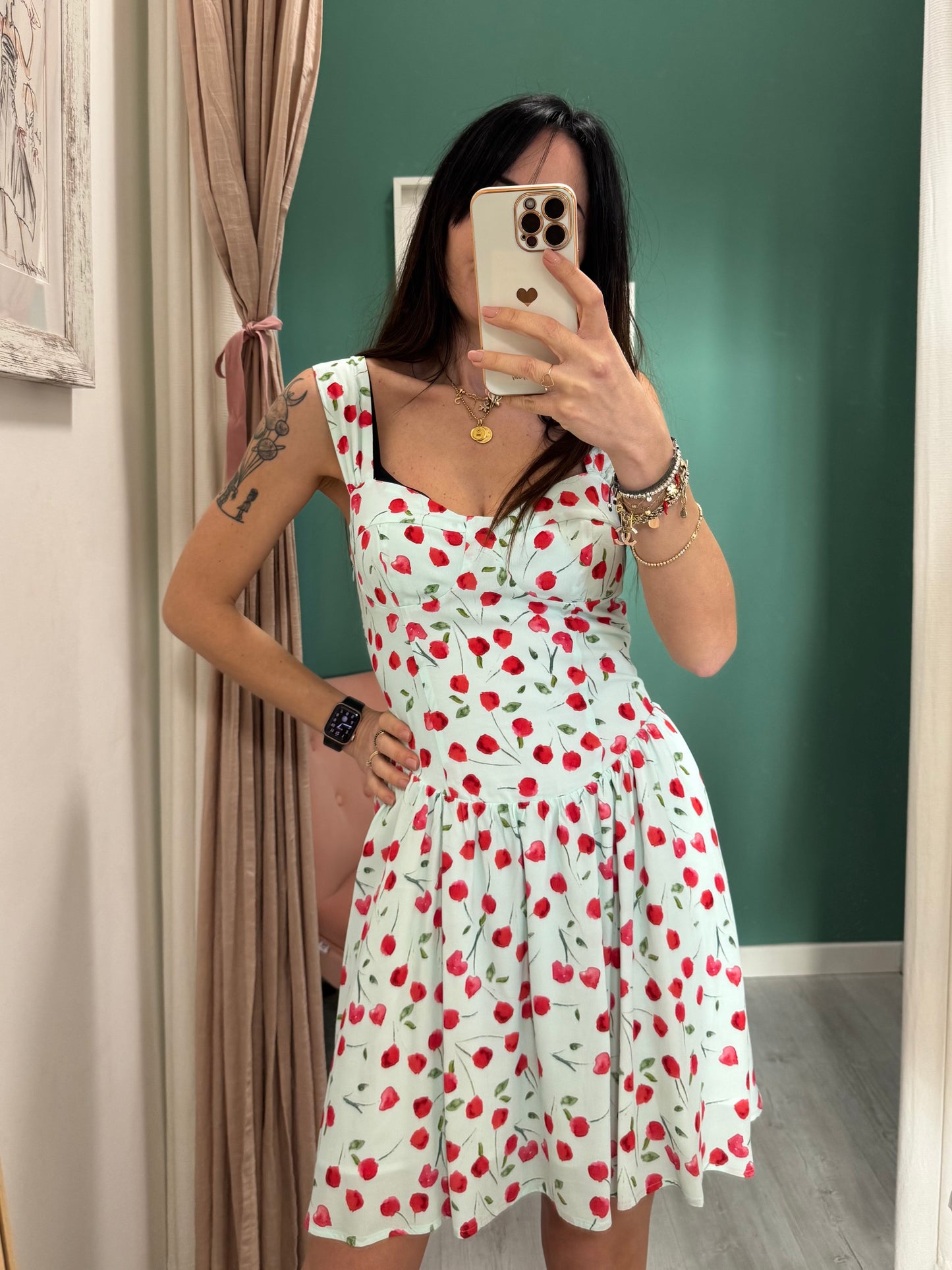 MAR DE MARGARITAS - Abito CLAIRE corto in crepe con scollo a cuore