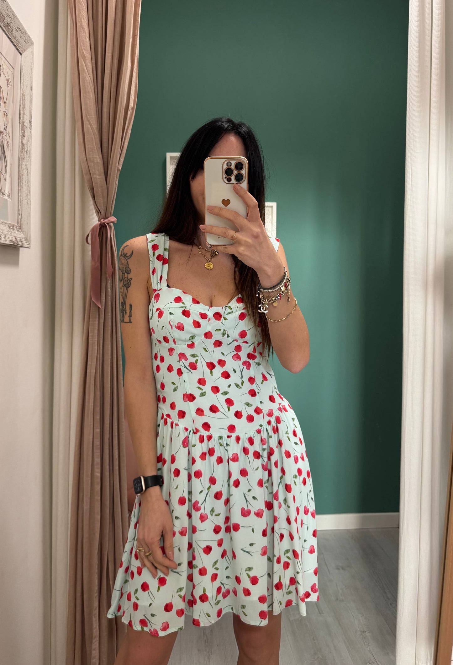 MAR DE MARGARITAS - Abito CLAIRE corto in crepe con scollo a cuore