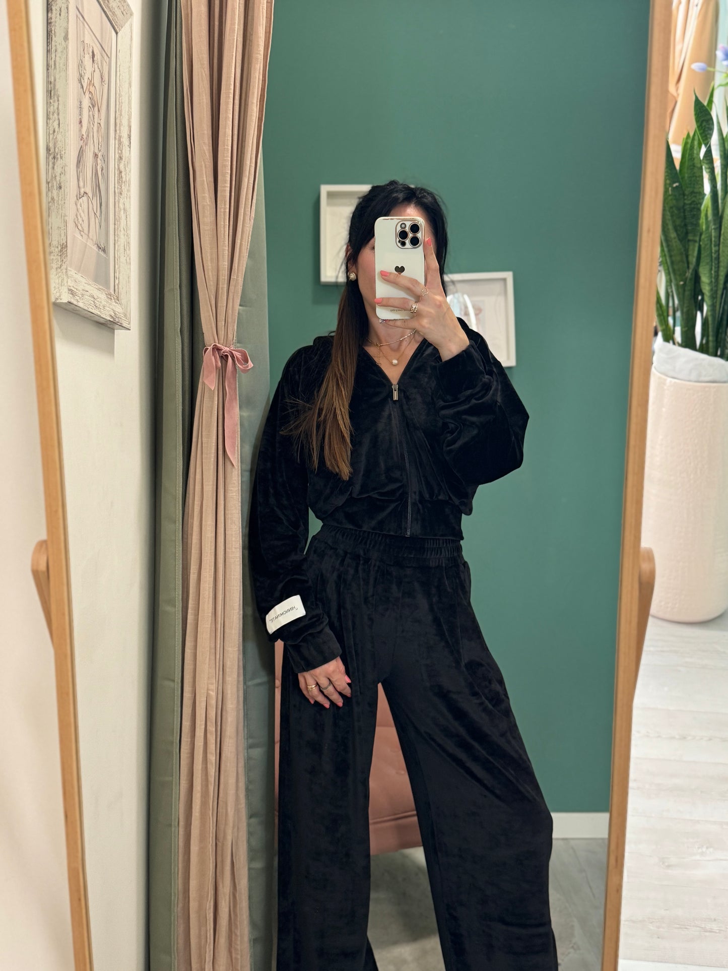HINNOMINATE - Pantalone in ciniglia con pences