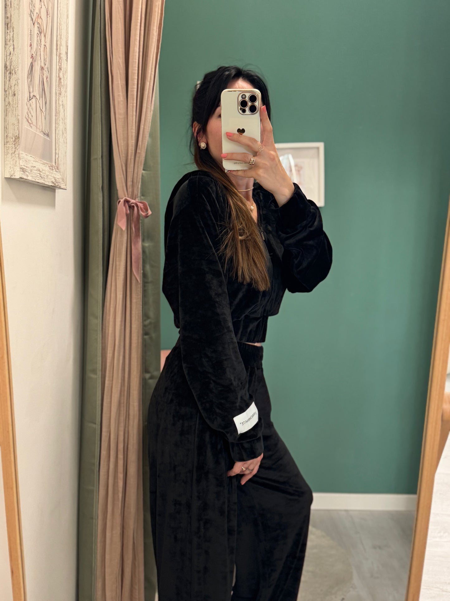 HINNOMINATE - Pantalone in ciniglia con pences