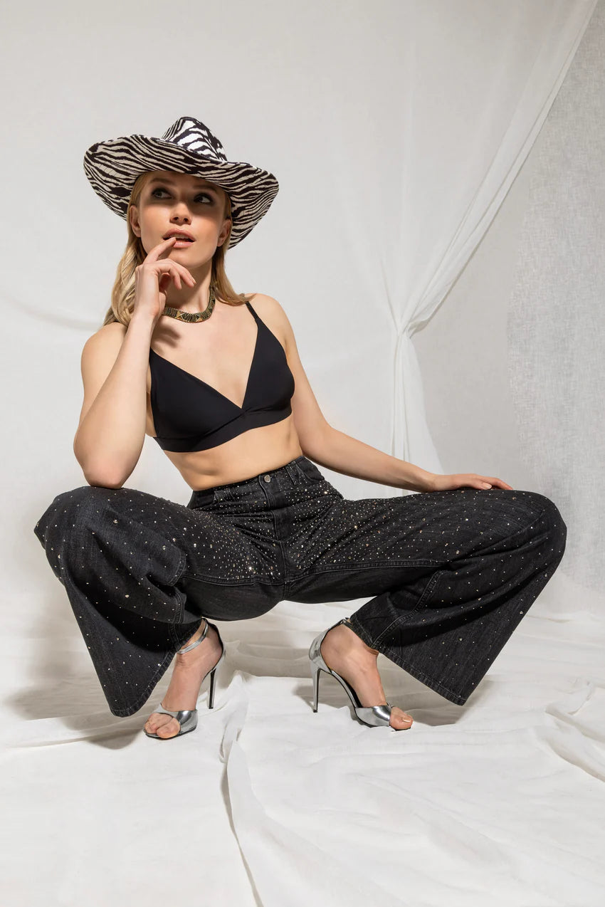 RELISH - Jeans vita media con strass