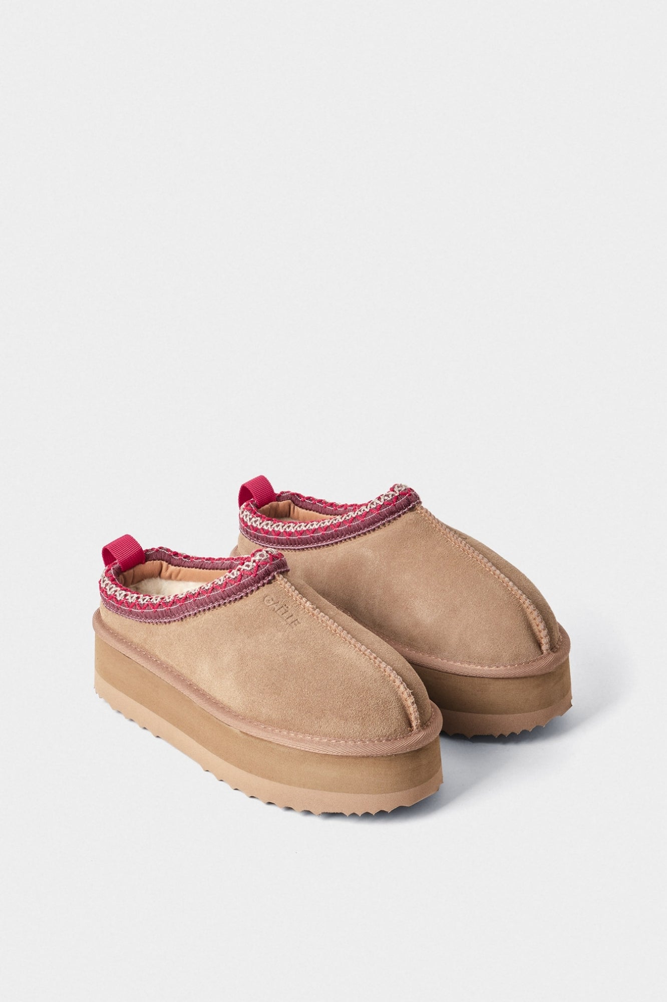 Gaelle -Eskimo Sabot Cammello In Pelle Con Pelliccia