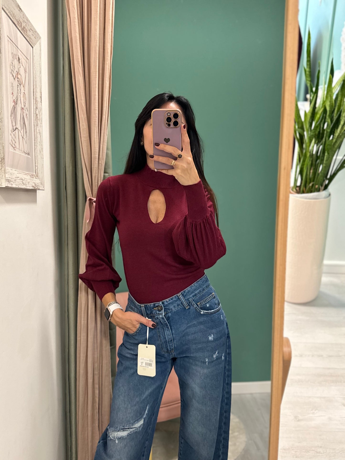 Susy mix - maglia con scollo a goccia tg unica