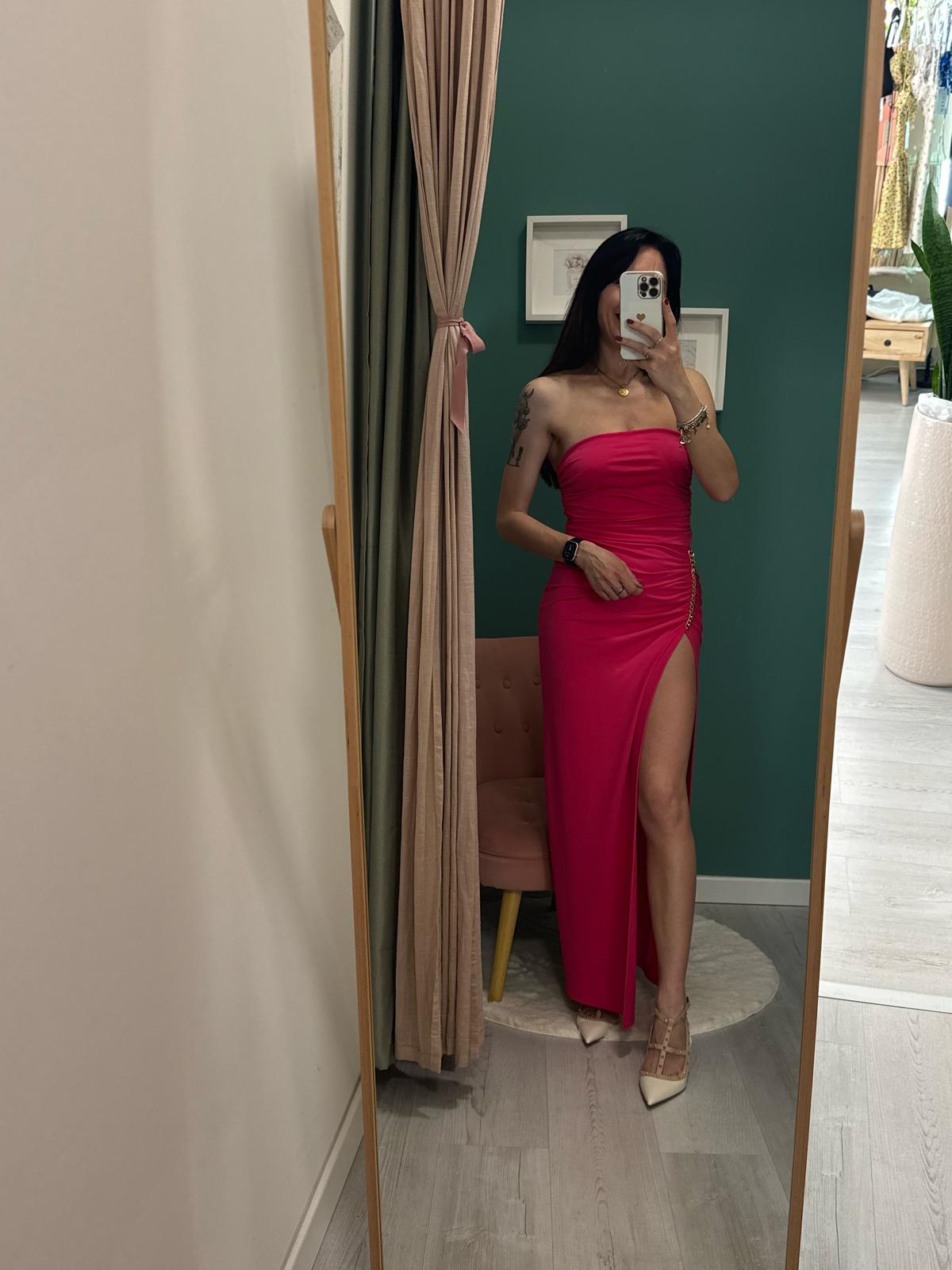 GAELLE - Abito fucsia con dettaglio catena