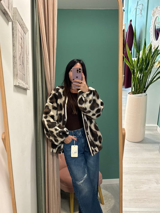Susy mix - giacca bomberino animalier tg unica
