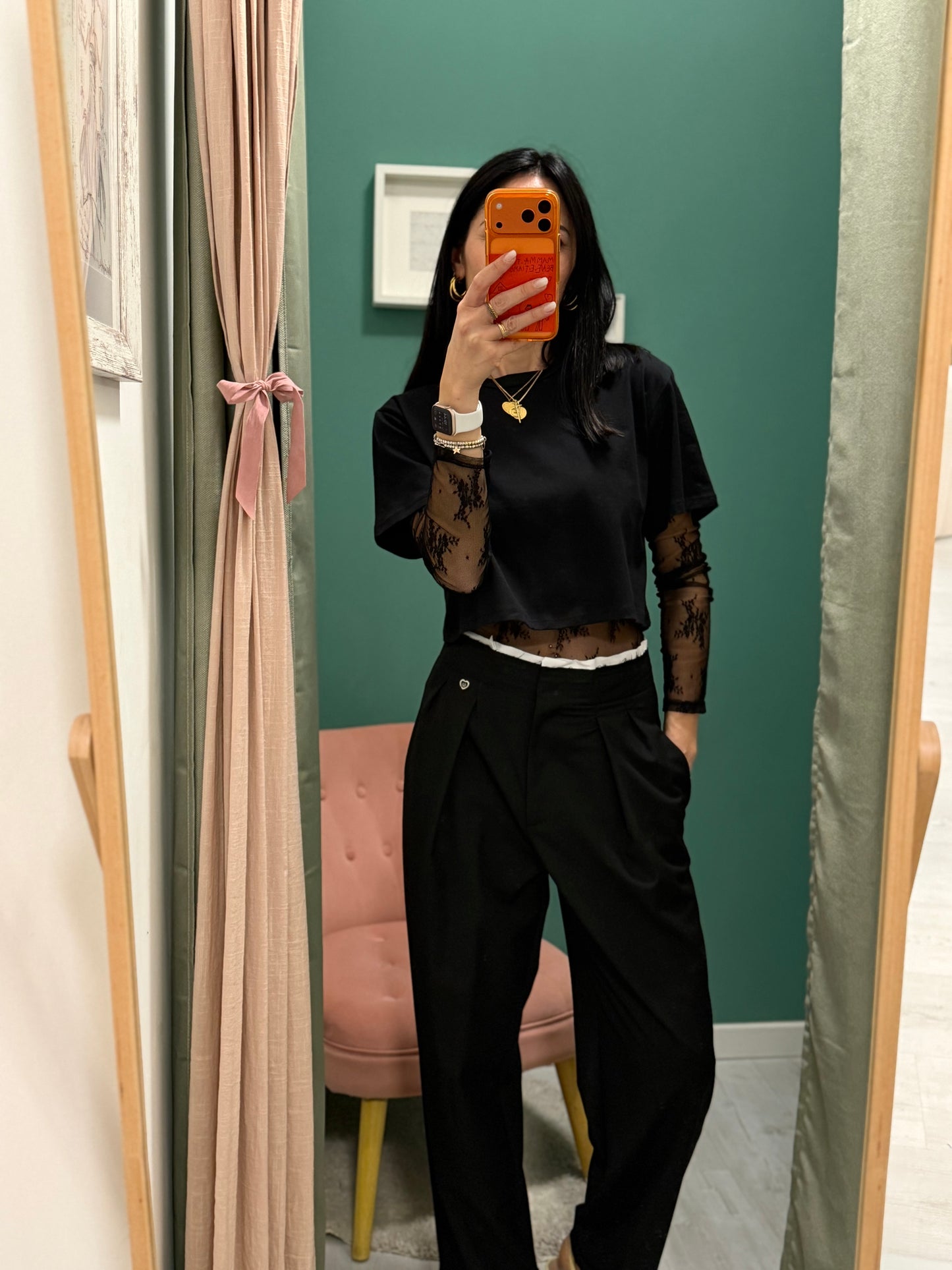 Please - pantalone con pence e dettaglio in vita a contrasto