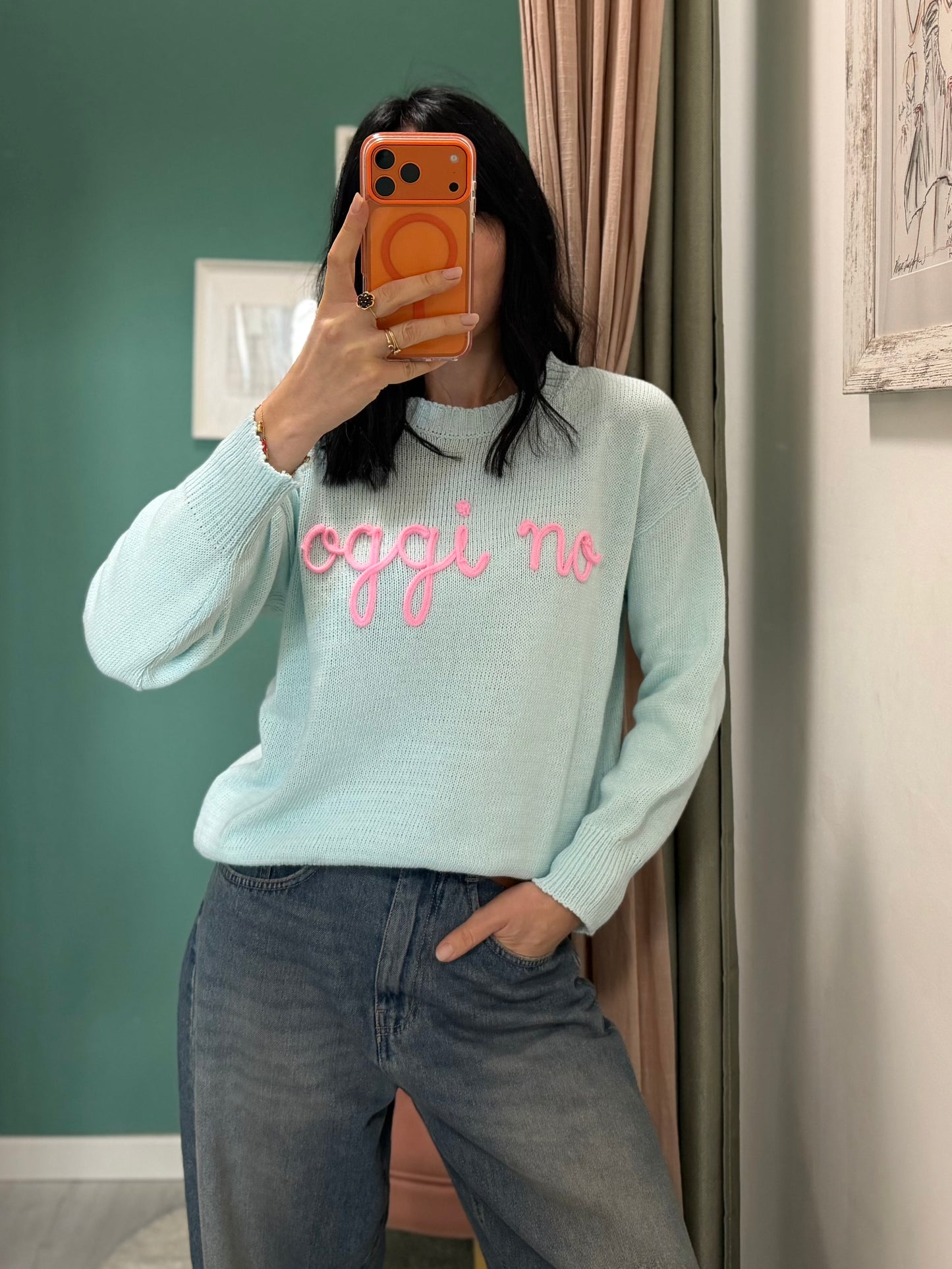 Middlemist - maglia in cotone con scritta “oggi no” tg unica