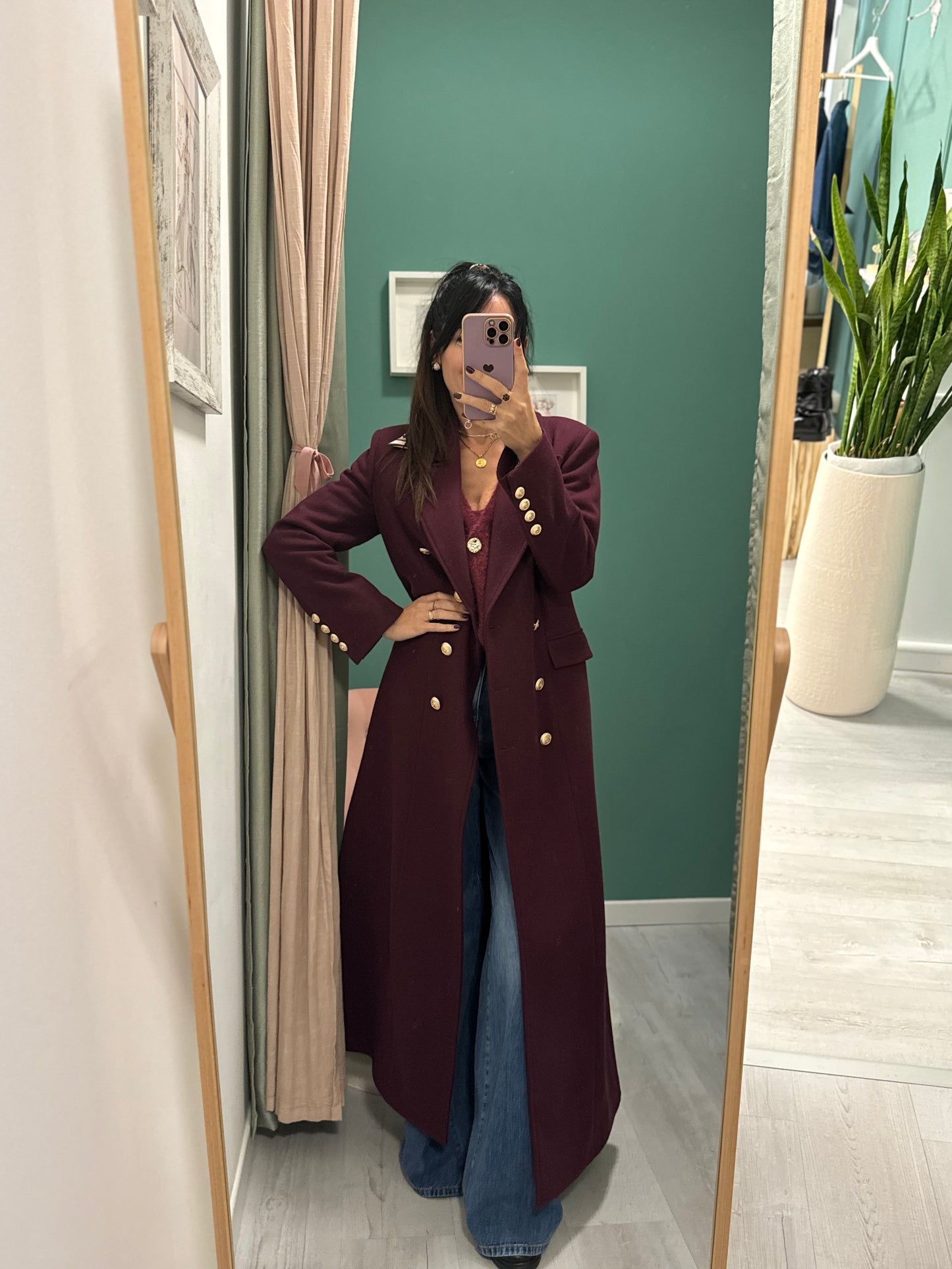 RELISH - cappotto Teres doppiopetto con spacco posteriore