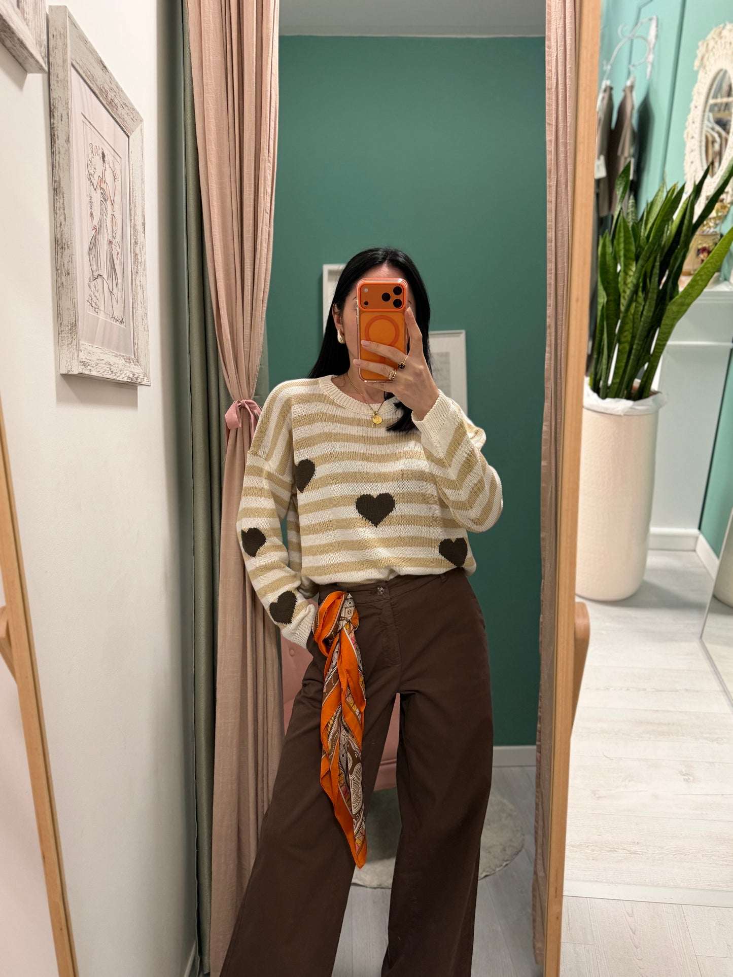 Susy mix - maglia over a righe con cuori