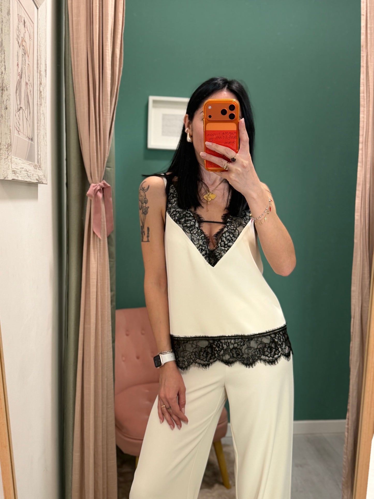 Kontatto - top con dettagli in pizzo