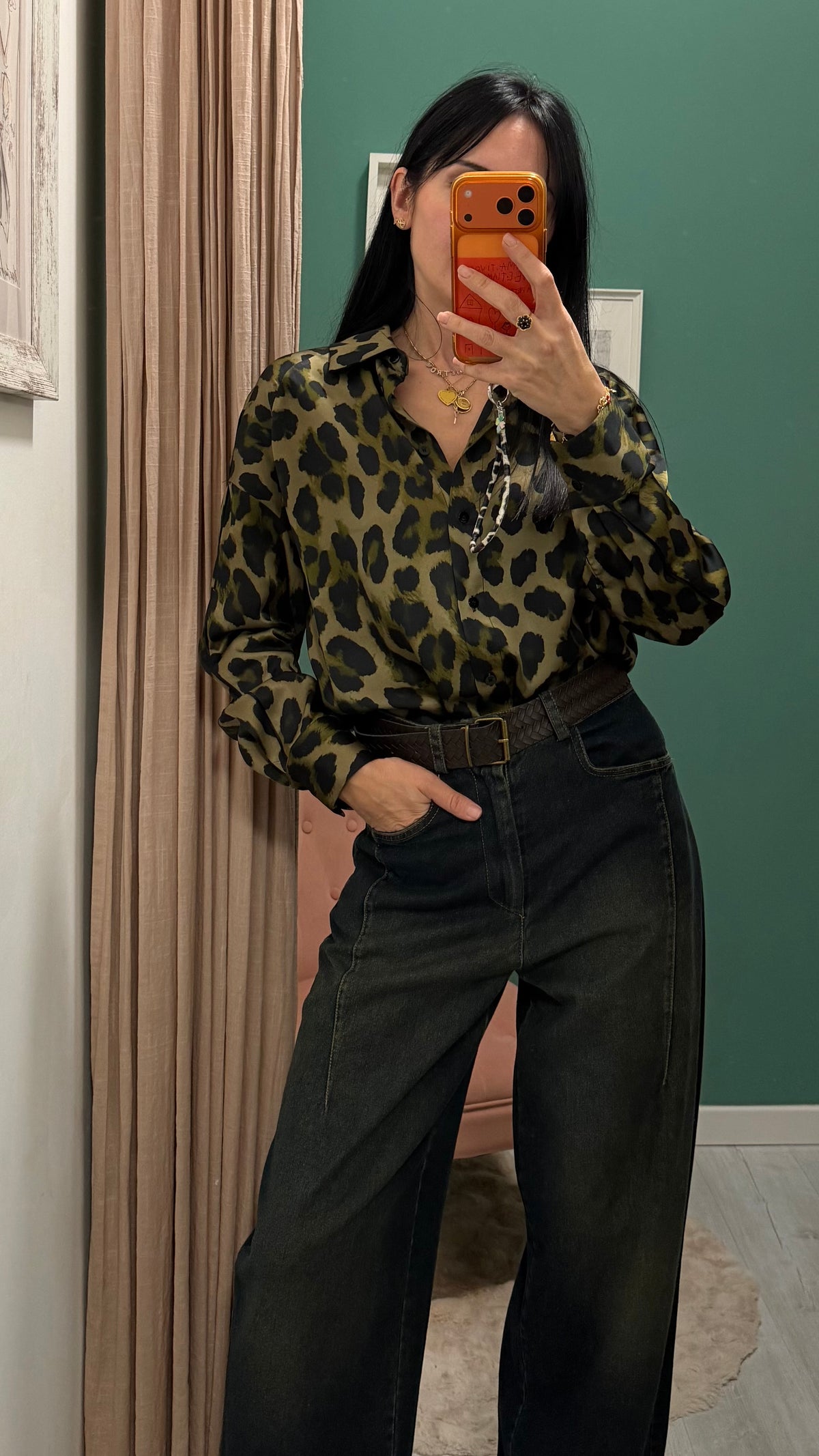 Imperial - camicia in satin in fantasia maculata