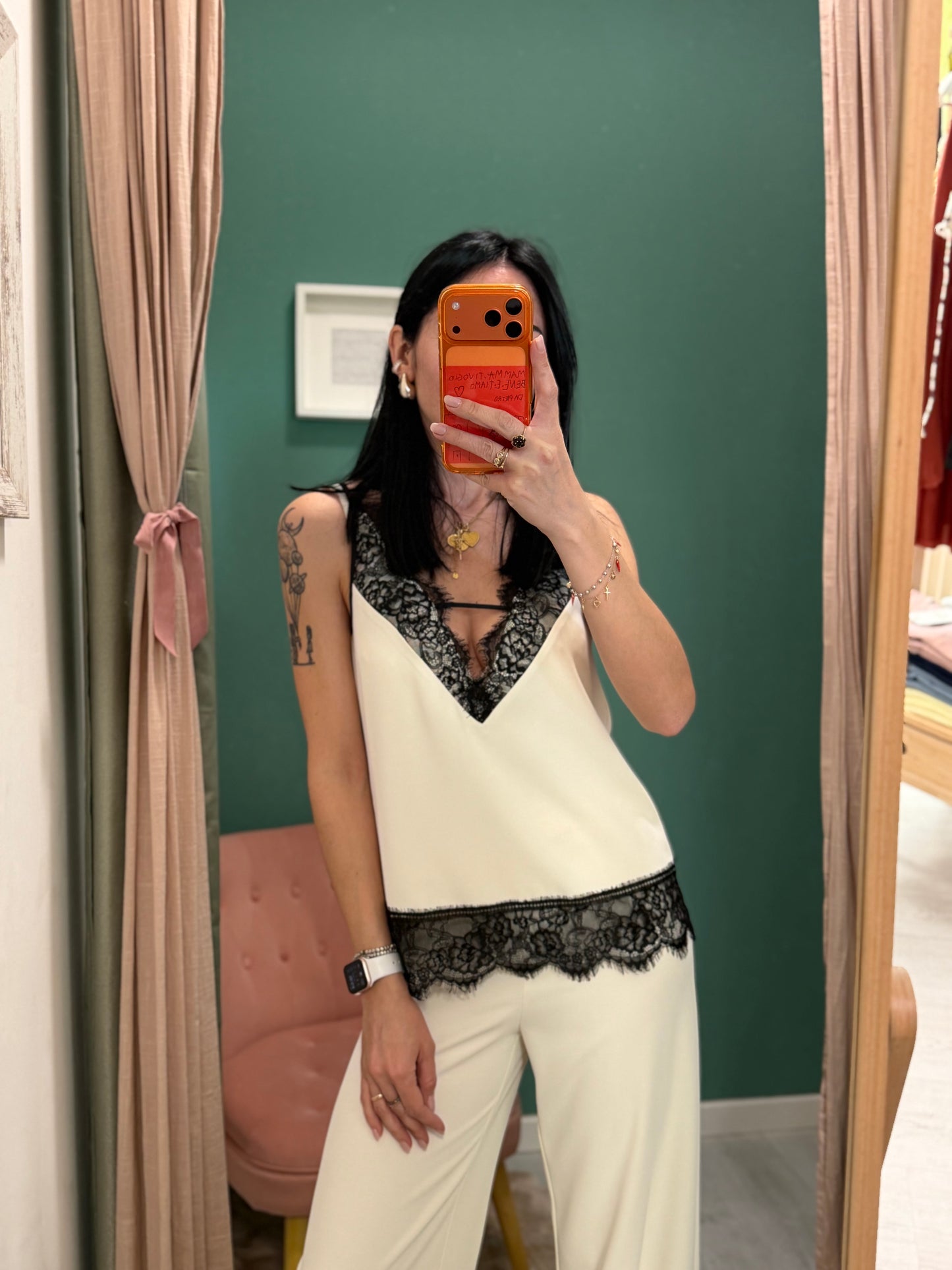 Kontatto - top con dettagli in pizzo