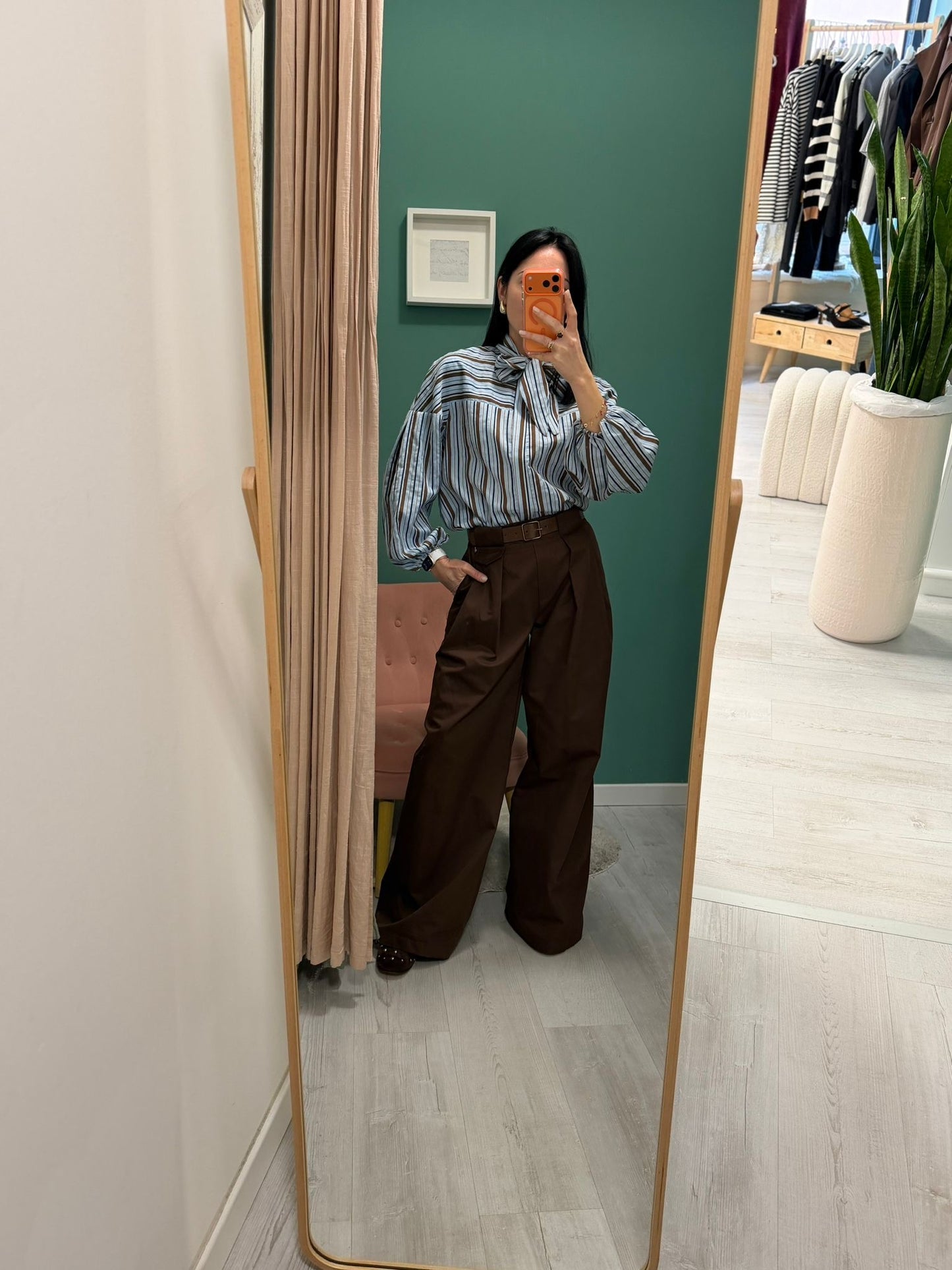 DIXIE - Pantalone color cioccolato con cintura