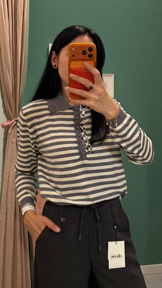 Susy mix - polo a righe in calda viscosa tg unica