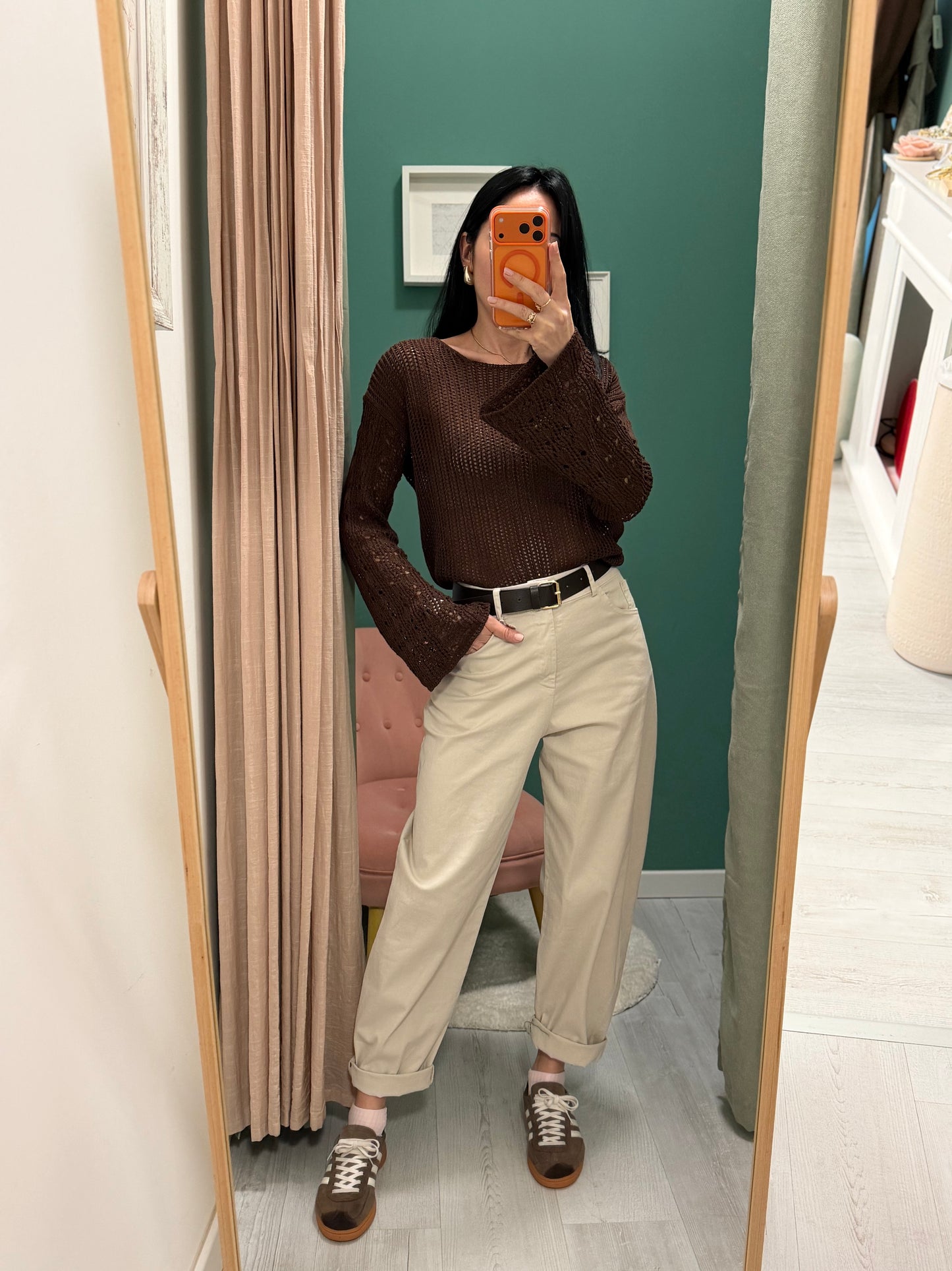 Susy mix - pantalone a ovetto con cintura