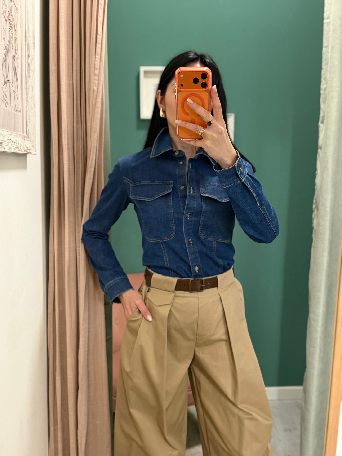 PLEASE - Camicia di jeans con tasche