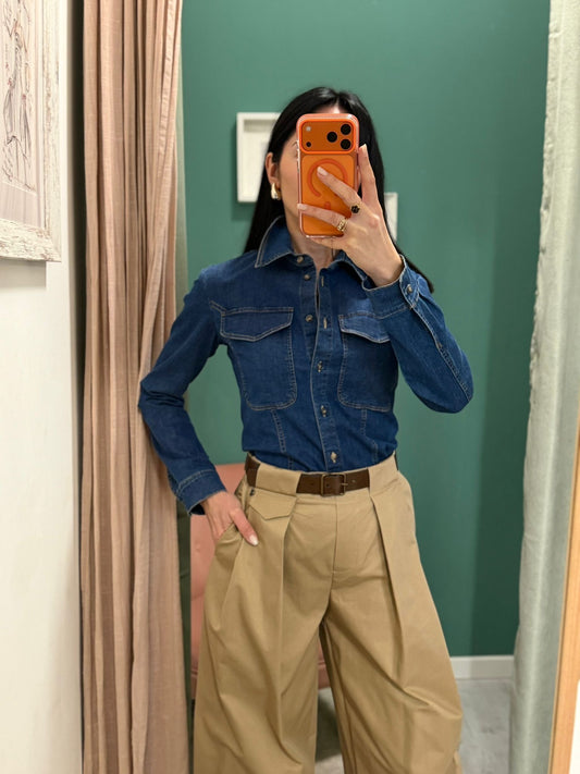 PLEASE - Camicia di jeans con tasche