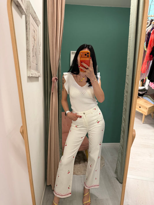 Kontatto - jeans con ricami ciliegie 🍒