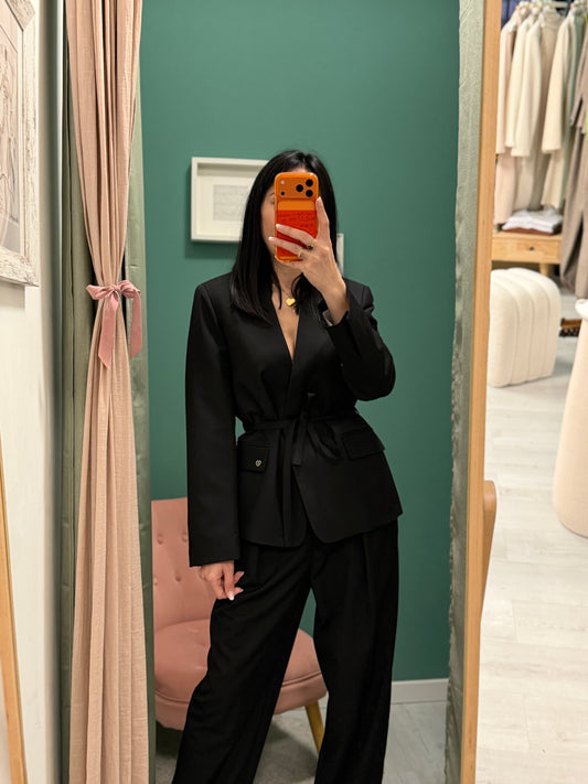 Please - giacca fit regular con cintura laccio in vita