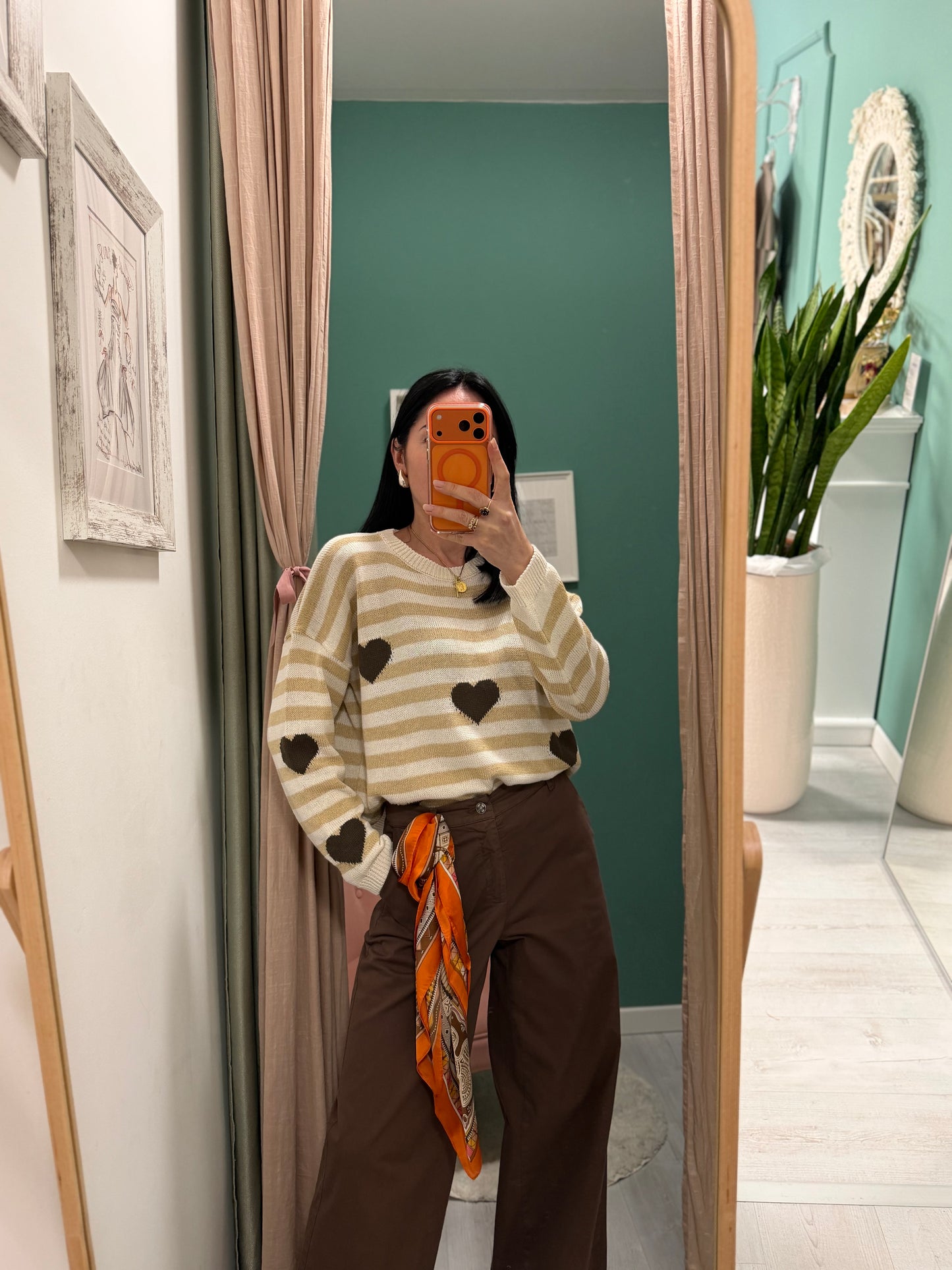 Susy mix - maglia over a righe con cuori