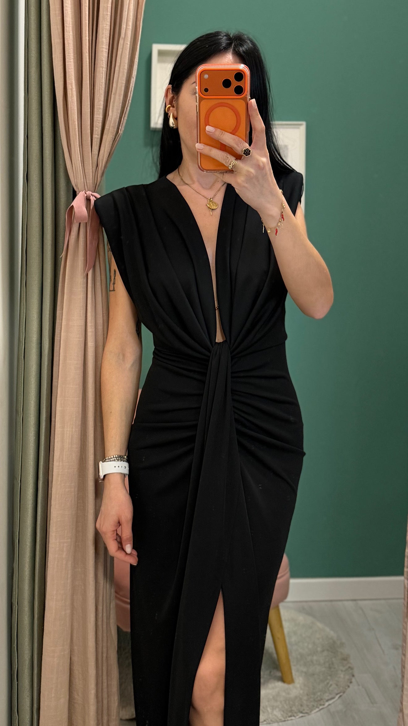 Imperial - vestito lungo con scollo centrale e spacco