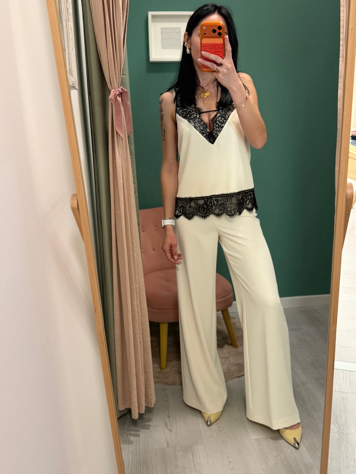 Kontatto - pantalone fluido taglio dritto senza pence