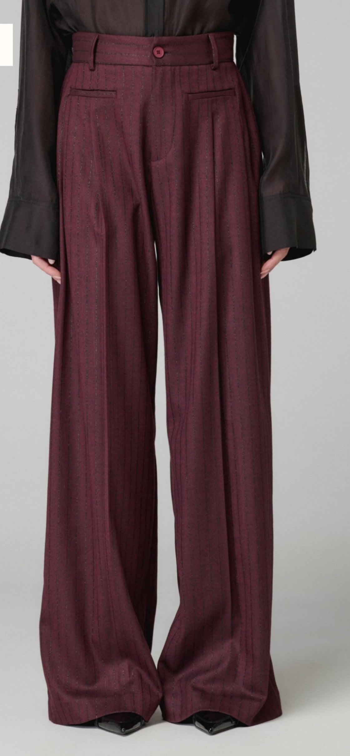 Mar de margaritas - Paige pantalone ampio gessato bordeaux