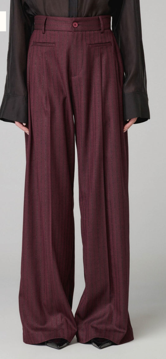 Mar de margaritas - Paige pantalone ampio gessato bordeaux