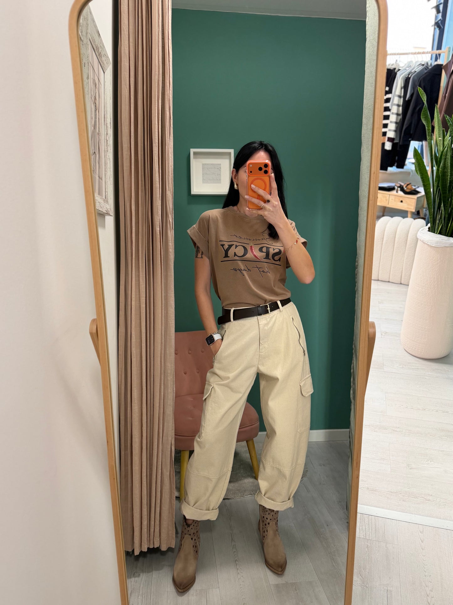 Susy mix - pantalone con tasconi e cintura