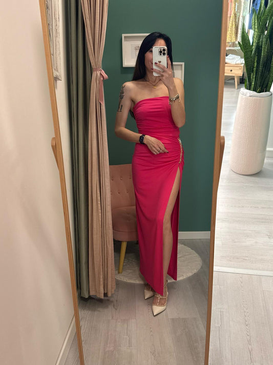 GAELLE - Abito fucsia con dettaglio catena