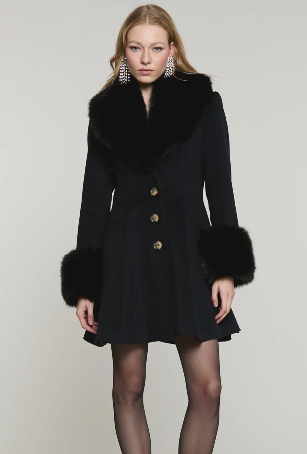 Relish - cappotto park misto lana con ecopelliccia