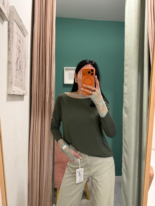 SUSY MIX - Maglia con girocollo lurex in due colori