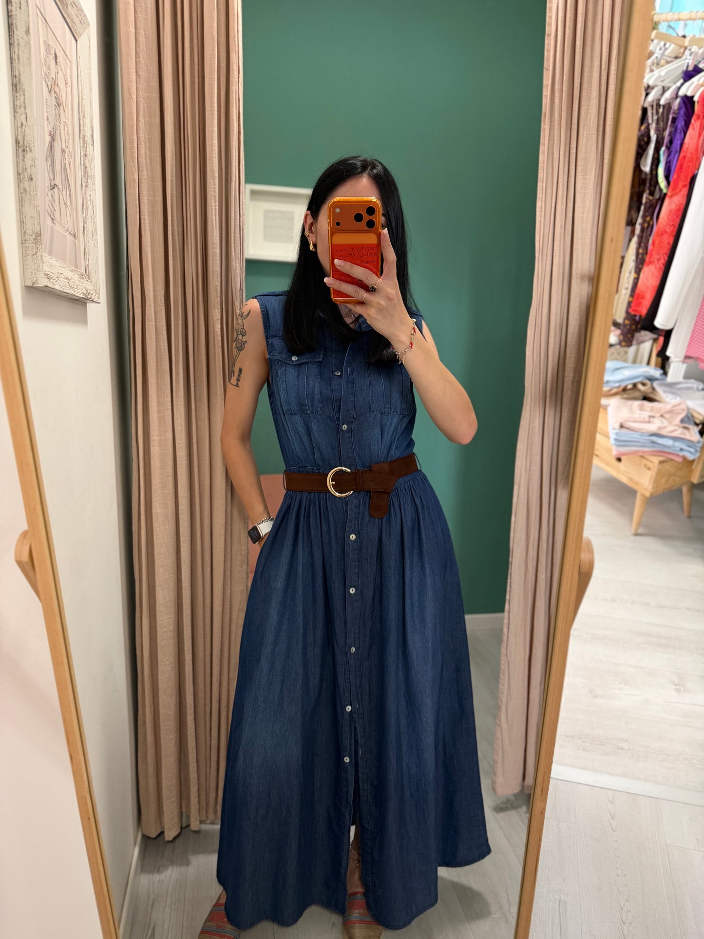 Susy mix - abito chambray con cintura