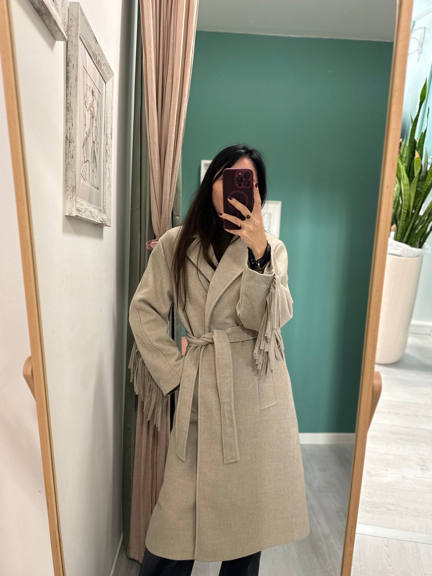 Kontatto - cappotto lungo con frange